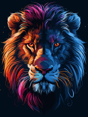 Lion head vector illustration for t-shirt print or poster