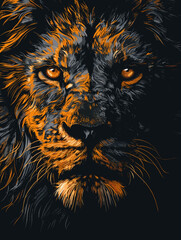 Lion head vector illustration for t-shirt print or poster