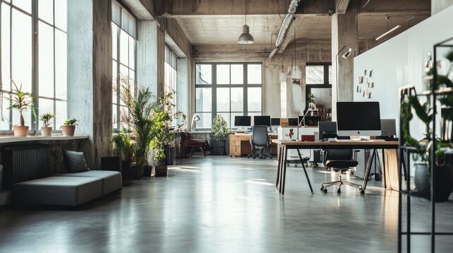 Modern, open-plan office space with natural light.