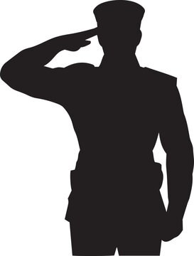 recommend clip art: Saluting soldier silhouette vector, military man concept.