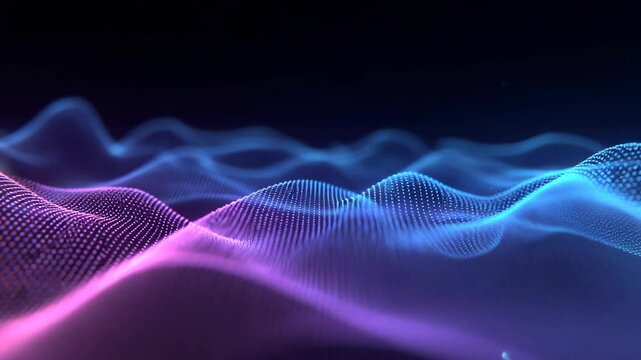 Abstract Neon Wave purple and Blue, Seamless Flowing Particle Lines