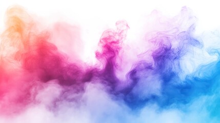 Colorful Smoke Clouds Against White Background