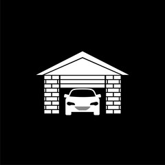 Garage door icon isolated on black background