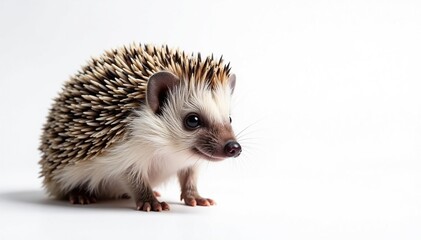 Obraz premium Close-up of a solitary hedgehog on pure white, erizo, macro