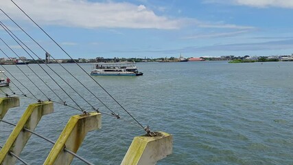 A video of the Kochi Water Metro station with water bus departing from station during journey