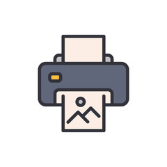 Digital printing colored icons, minimalist vector illustration ,simple transparent graphic element .Isolated on white background