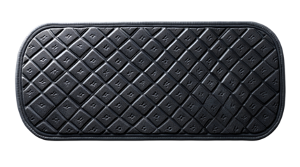Black quilted car floor mat textured surface detail