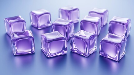 Purple Ice Cubes on a Blue Background