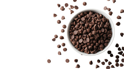 Obraz premium Chocolate chips in a bowl dark background