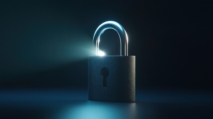 Naklejka premium Illuminated padlock in dark studio