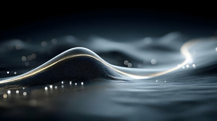 background with blurred data points and cybernetic motion trails