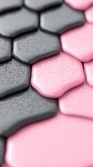 Fototapeta premium Pink And Gray Glossy Hexagon Pattern Abstract Background