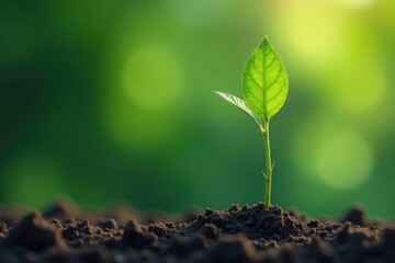 Delicate green sapling, slender stem, vibrant leaves , nature, ecology, sapling