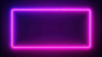 Fototapeta premium Neon rectangle frame emitting pink light, glowing, modern design