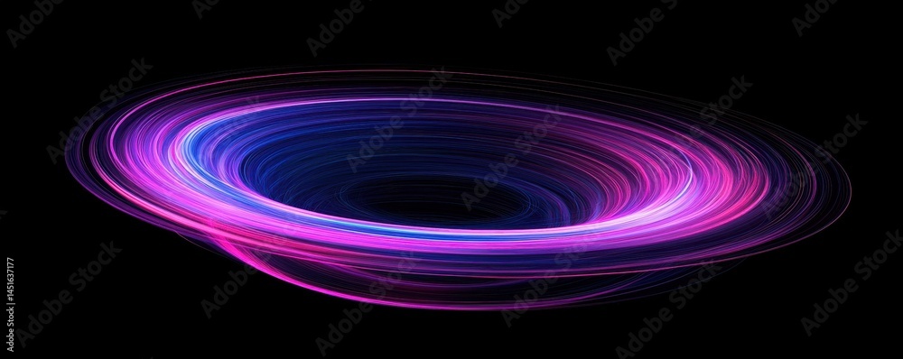 Aufkleber glowing abstract ring with swirling pink and blue light trails on black background creates a futuris