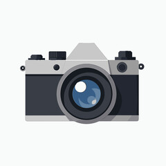 vintage camera icon with blue lens  digital art illustration