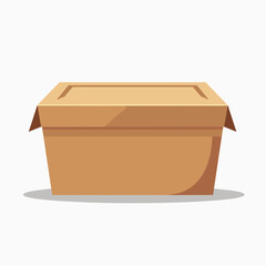 brown cardboard box with lid  flat design illustration