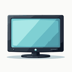Fototapeta premium modern flat screen tv with reflection digital display black frame blue screen