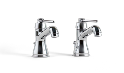 Chrome Bathroom Faucet with Single Lever on a transparent background