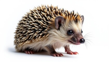 Obraz premium Small hedgehog isolated on pure white background, macro, fauna