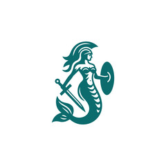 Warrior mermaid logo