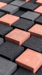 Fototapeta premium Textured Gray And Terracotta Cubes Abstract Background