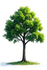 Fototapeta premium Tree on white background with minimal surrounding elements, single object, minimalist