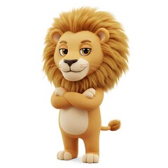 Obraz premium Proud cartoon lion with royal mane