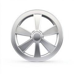 Obraz premium Silver Metallic Six Spoke Wheel on White Background