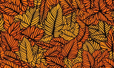 Vibrant autumn leaf pattern design with bold orange and yellow hues