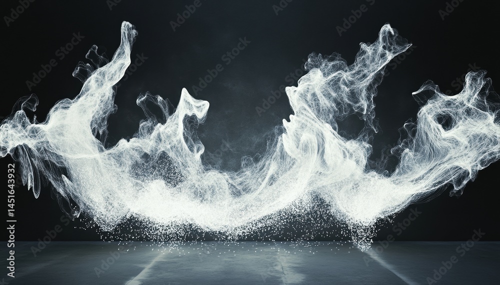 Leinwandbilder abstract white particle splash on gray surface with dark background in a studio environment digital 