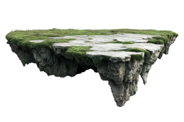 Floating Island Stone Cliff Grass Top View