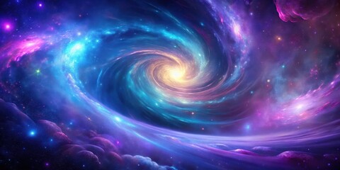 Fototapeta premium Vibrant purple and blue hues of a swirling galaxy background with intricate cosmic patterns