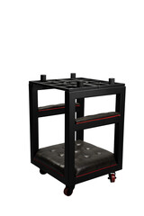 Unique black BDSM furniture piece with wheels and cushioned seating for enhanced experiences and versatility