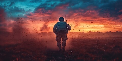 Obraz premium War infantry fighting vehicle banner