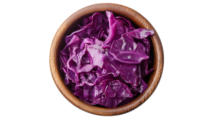 Red Cabbage in Wooden Bowl Healthy Food Vegan Dish
