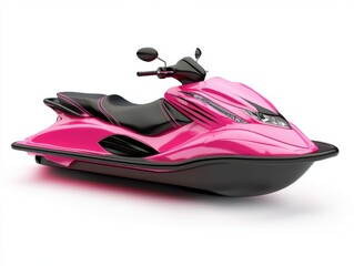 Naklejka premium Sleek Pink and Black Jet Ski on White Background