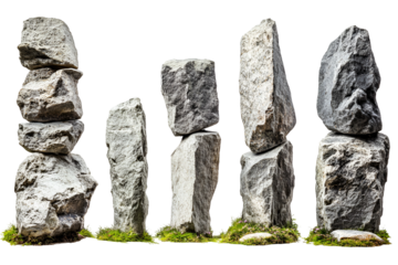 Balanced grey rocks nature stones art installation