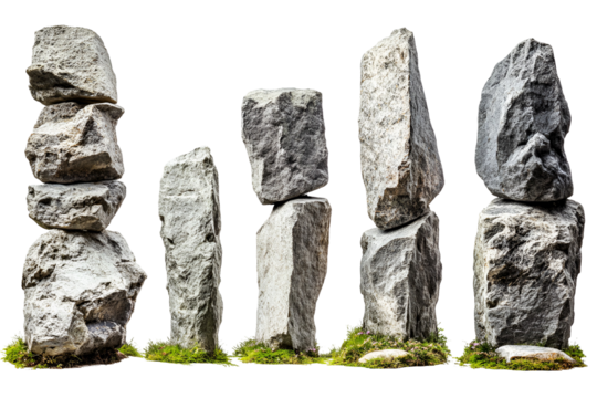 Balanced grey rocks nature stones art installation