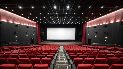 empty cinema auditorium with red chairs