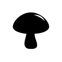Minimal Black Mushroom Silhouette Icon, Simple black and white vector illustration of a mushroom with a smooth cap, ideal for food icons, natural products, or logo design.

