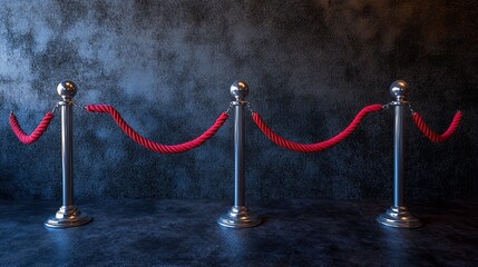 Elegant stanchions delineating exclusivity with velvet ropes under spotlight