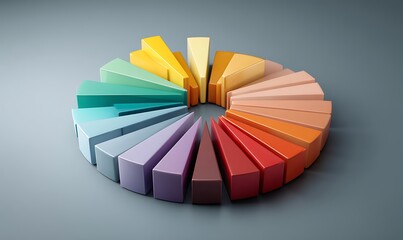 Obraz premium High-definition colorful market analysis pie chart with floating segmented data pieces.