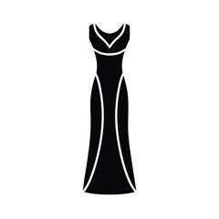 Jersey Maxi Dress with Side Slit Icon Silhouette Vector Illustration