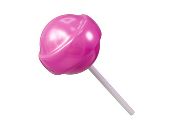 3d Sweet cute pink lollipop for child icon on stick in cartoon style. sweet candy. Single glossy green round candy on blue background. Minimal candy lollipop creative style for web design. 3d render