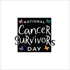 Bold Cancer Survivors Day Poster with Colorful Floral Design, with vector design

