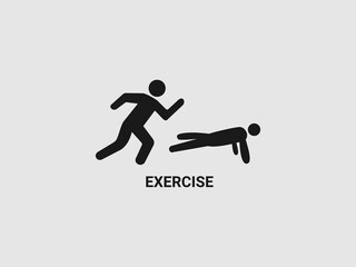A silhouette of a person in various exercise poses