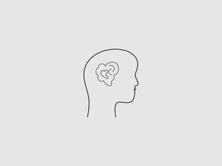A black outline of a human head in profile