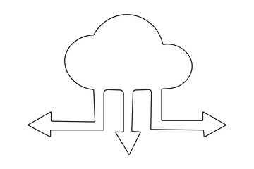 Cloud storage icon one line drawing  minimalist outline vector illustration isolated on white
