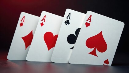 Obraz premium Four aces in a row, showcasing a classic ace pattern , ace, straight, gambling